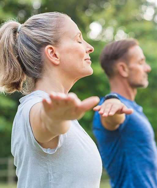 man and woman yoga